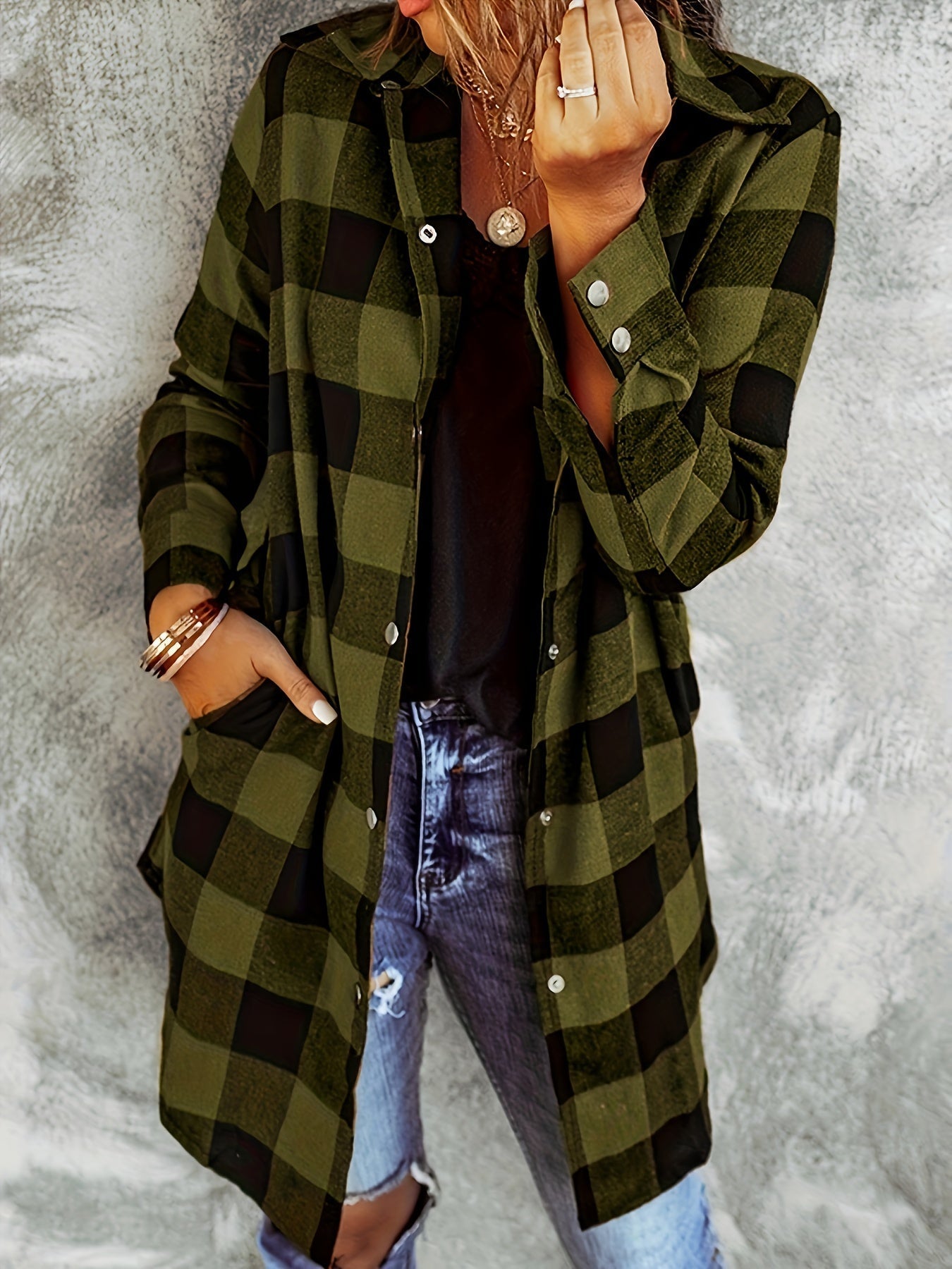 Stylish Plaid Long Sleeve Button Front Blouse - Women's Casual Shirt - Soft, Breathable, Relaxed Fit