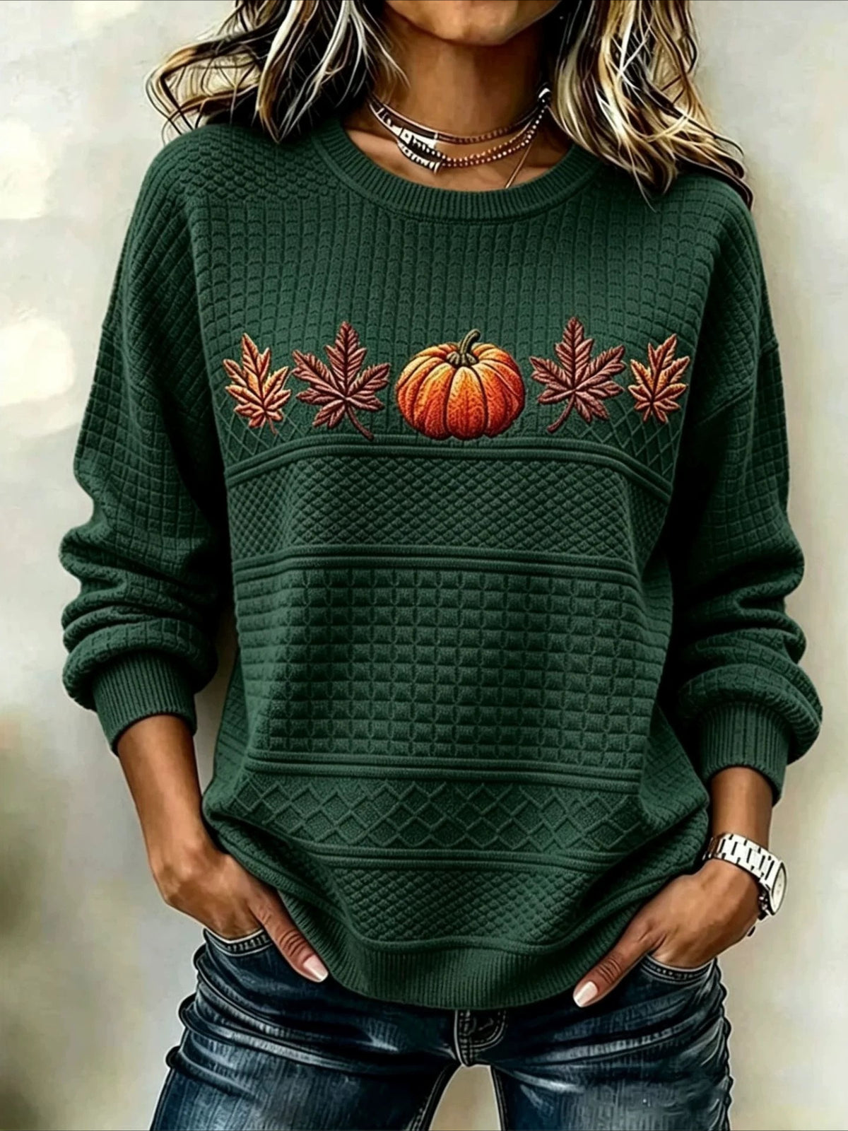 Crew Neck Long Sleeve Floral Print Sweatshirts
