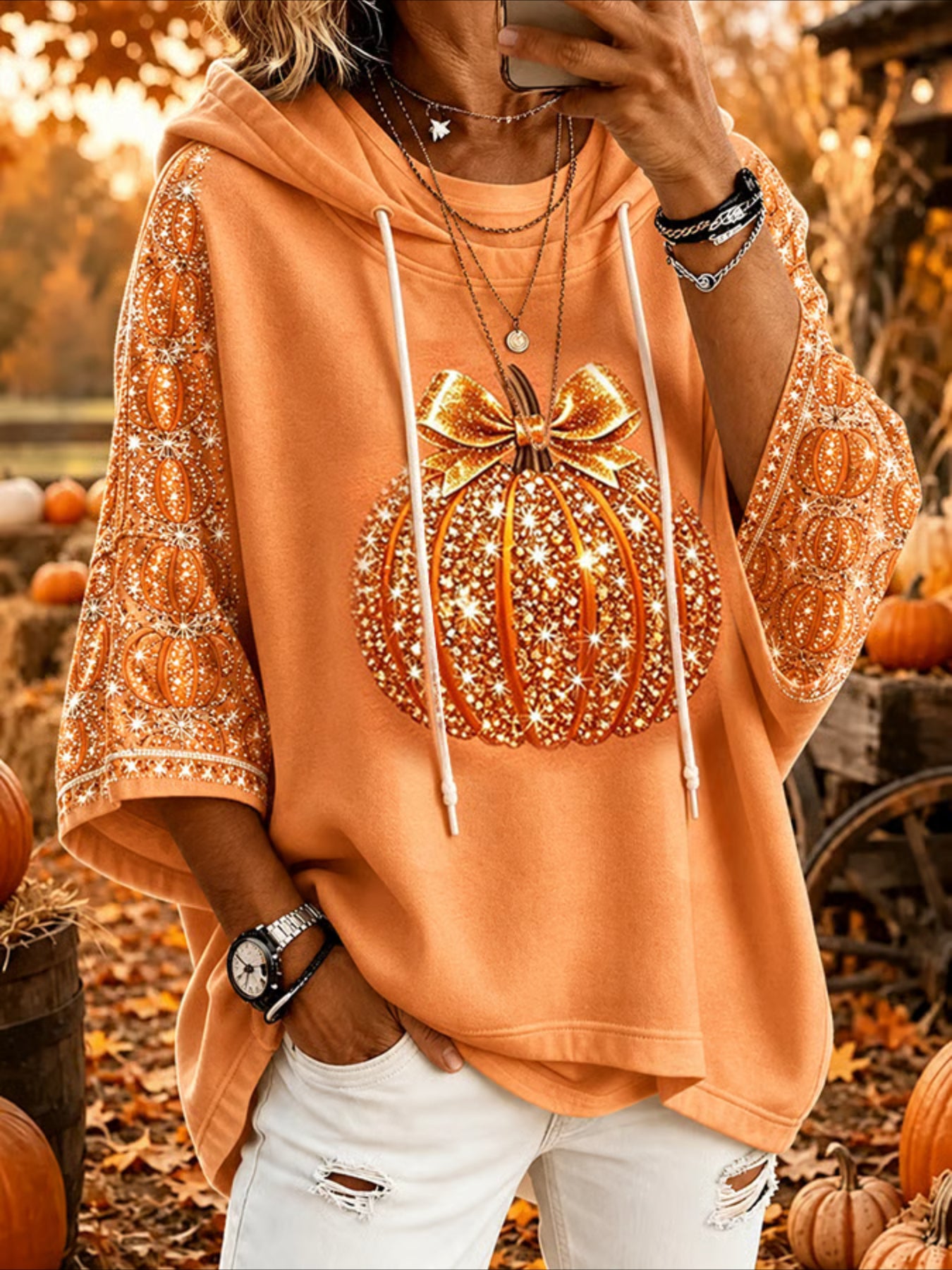 Halloween Printing Half Sleeve Vintage Daily Spring/Fall Hoodie