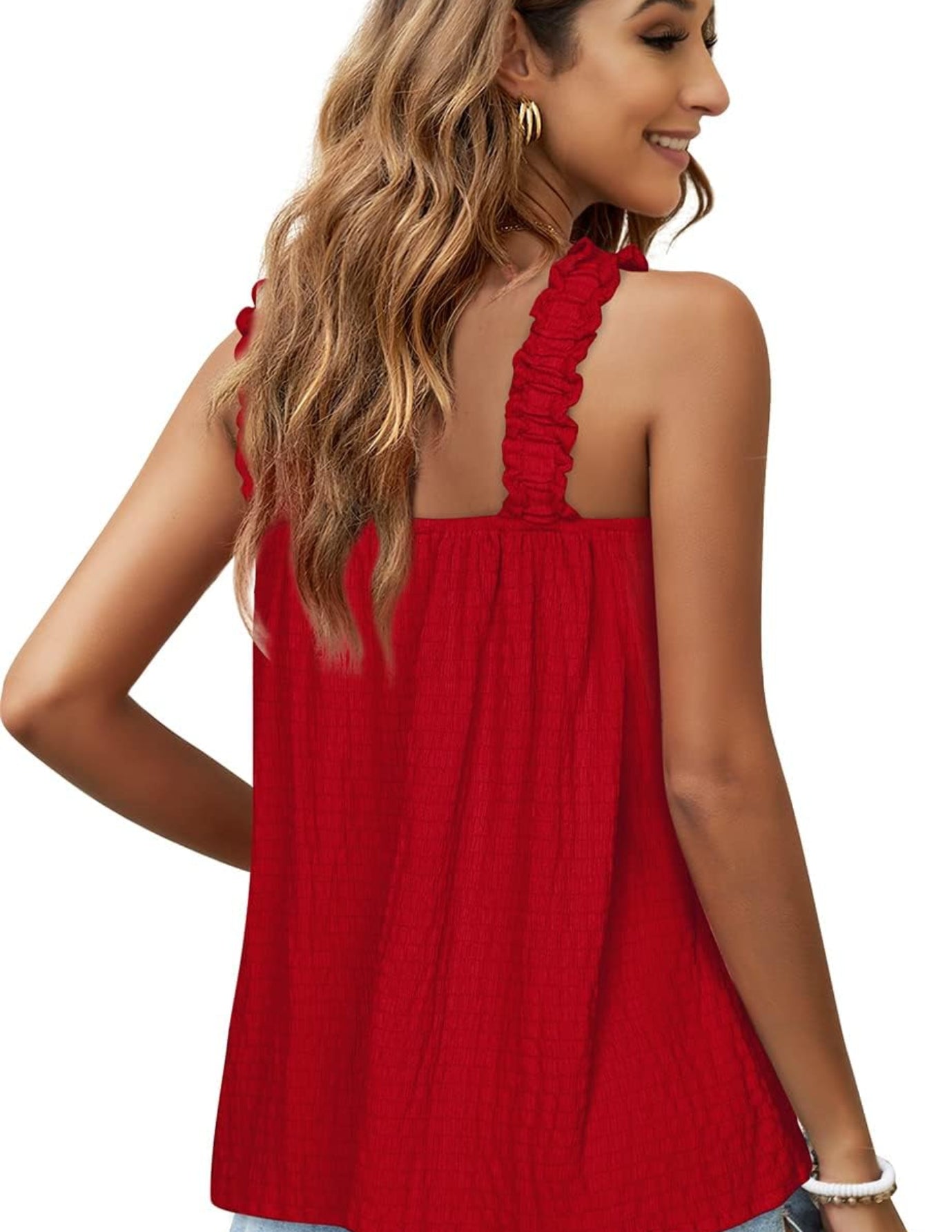 Square Neck Loose Fit Sleeveless Tank Tops