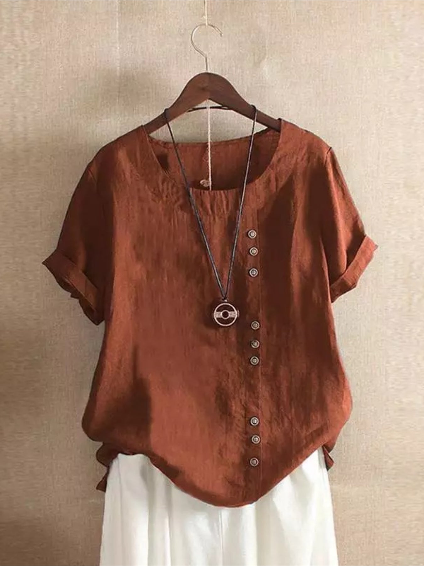 Relaxed Fit Short Sleeve Blouse with Floral Pattern