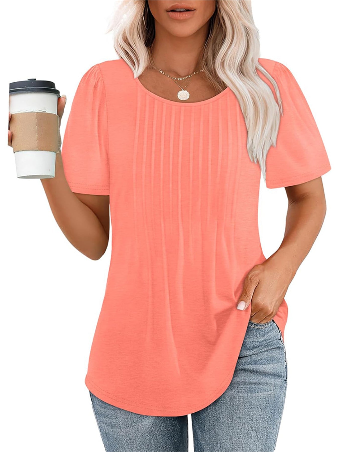 Floral Print Pintuck T-Shirt, Casual Short Sleeve Top
