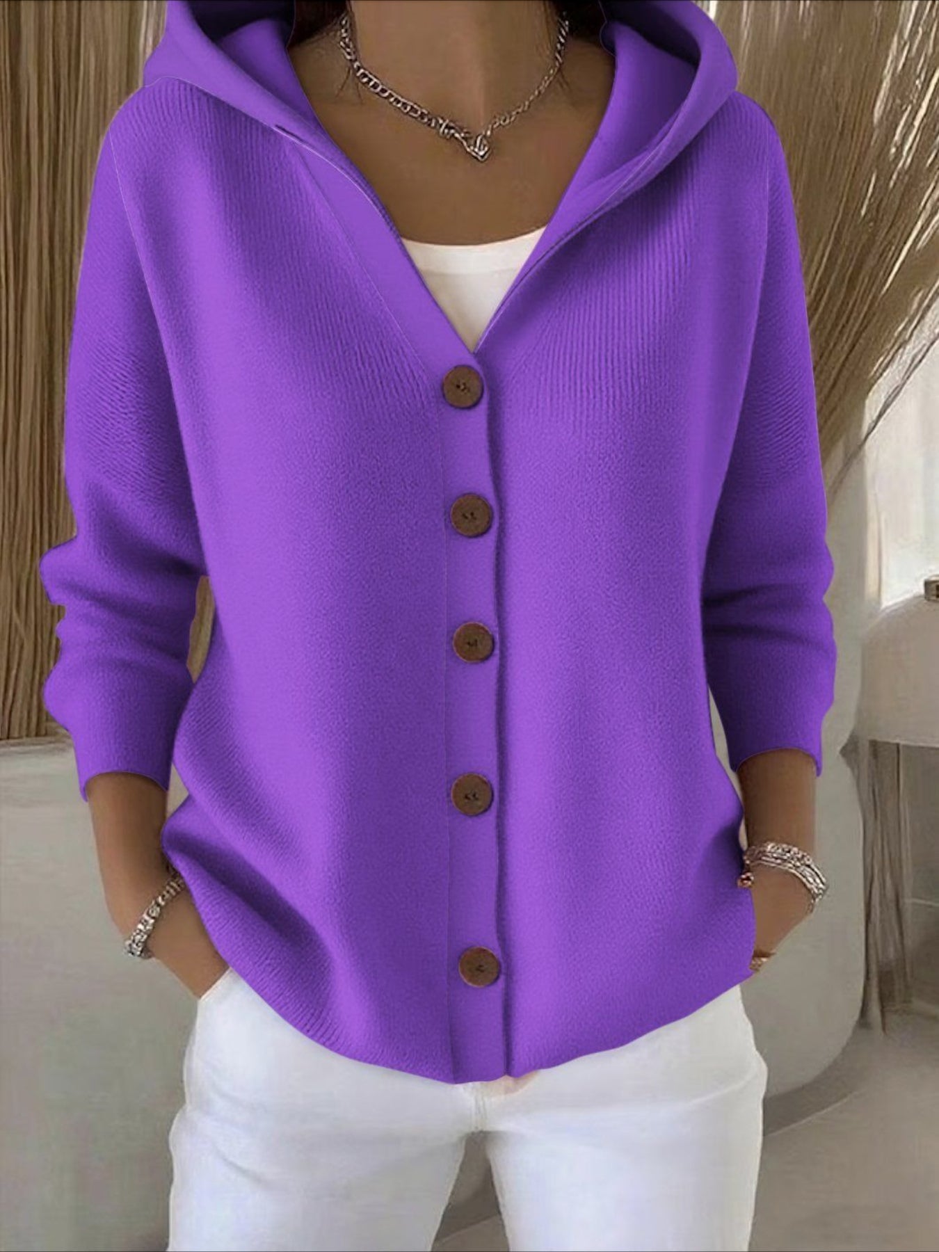 Soft and Comfortable Casual Long-sleeved Hooded Cardigan