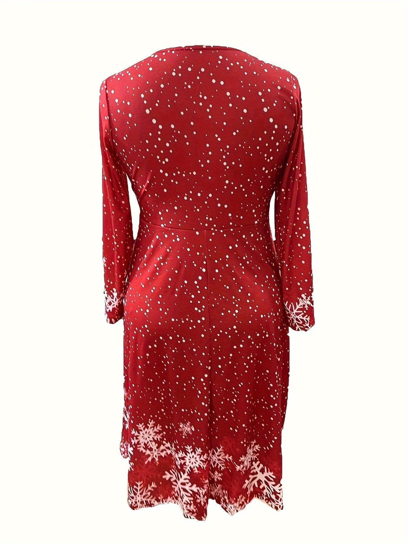 Snowflake Chic Long Sleeve V Neck Dress