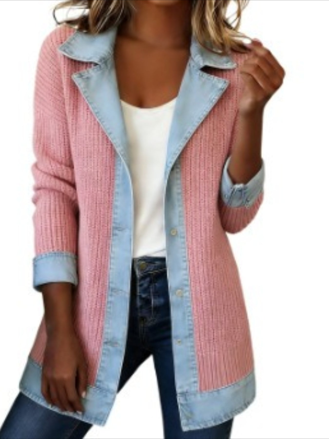Elegant Slim Long Sleeve Splicing Jacket
