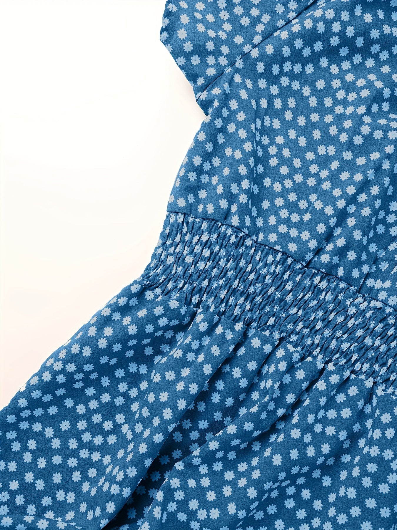 Polka Dot Ruffle Hem Dress, Casual Square Neck Short Sleeve Dress