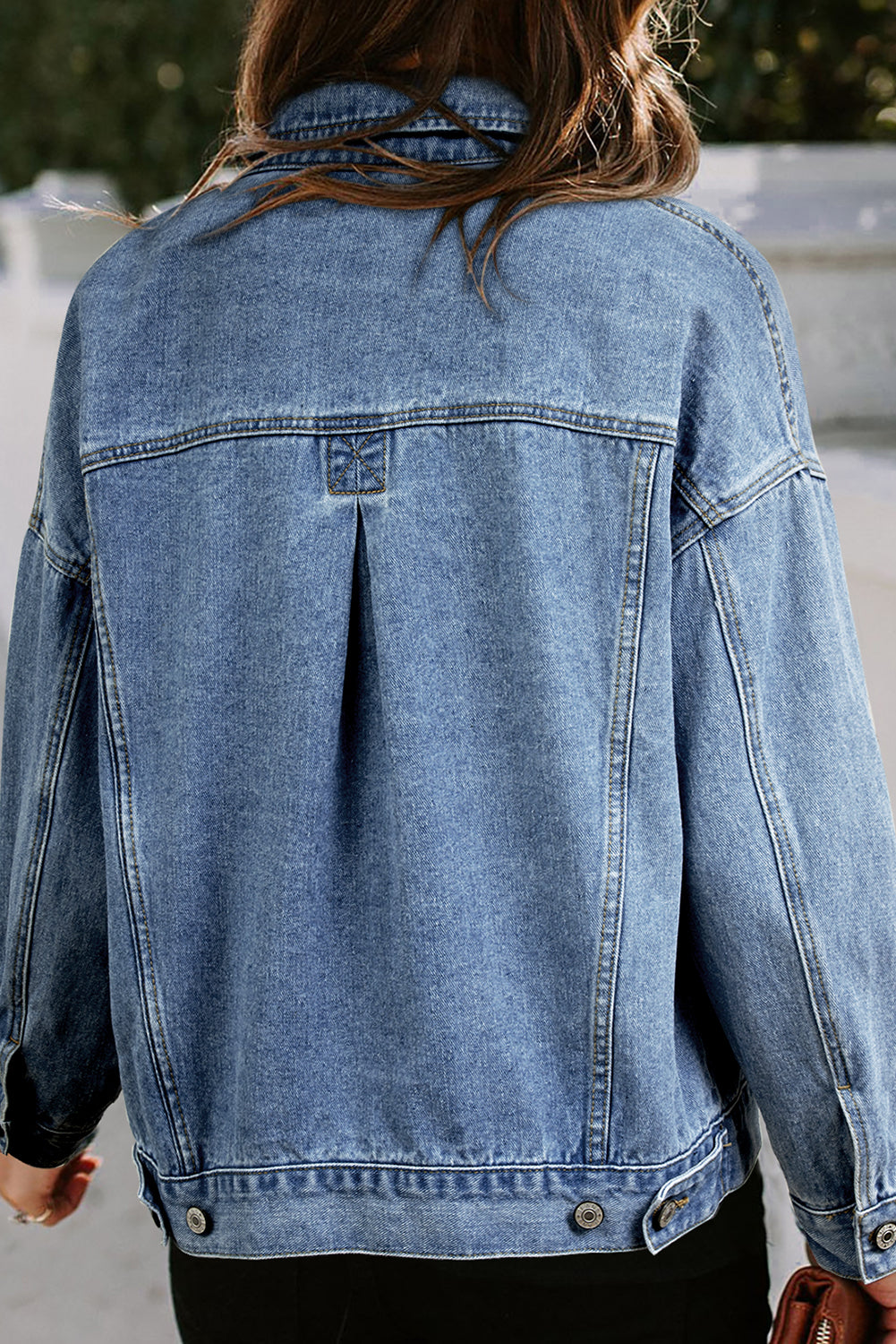 Light Blue Washed Oversize Pocketed Denim Jacket