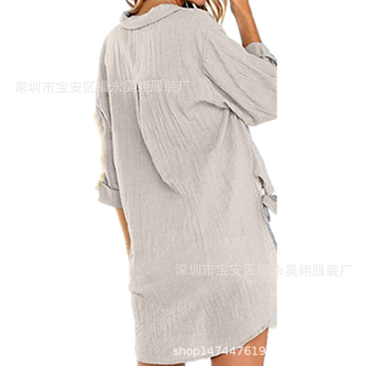 Solid Color V Neck Blouse, Casual Half Sleeve Blouse