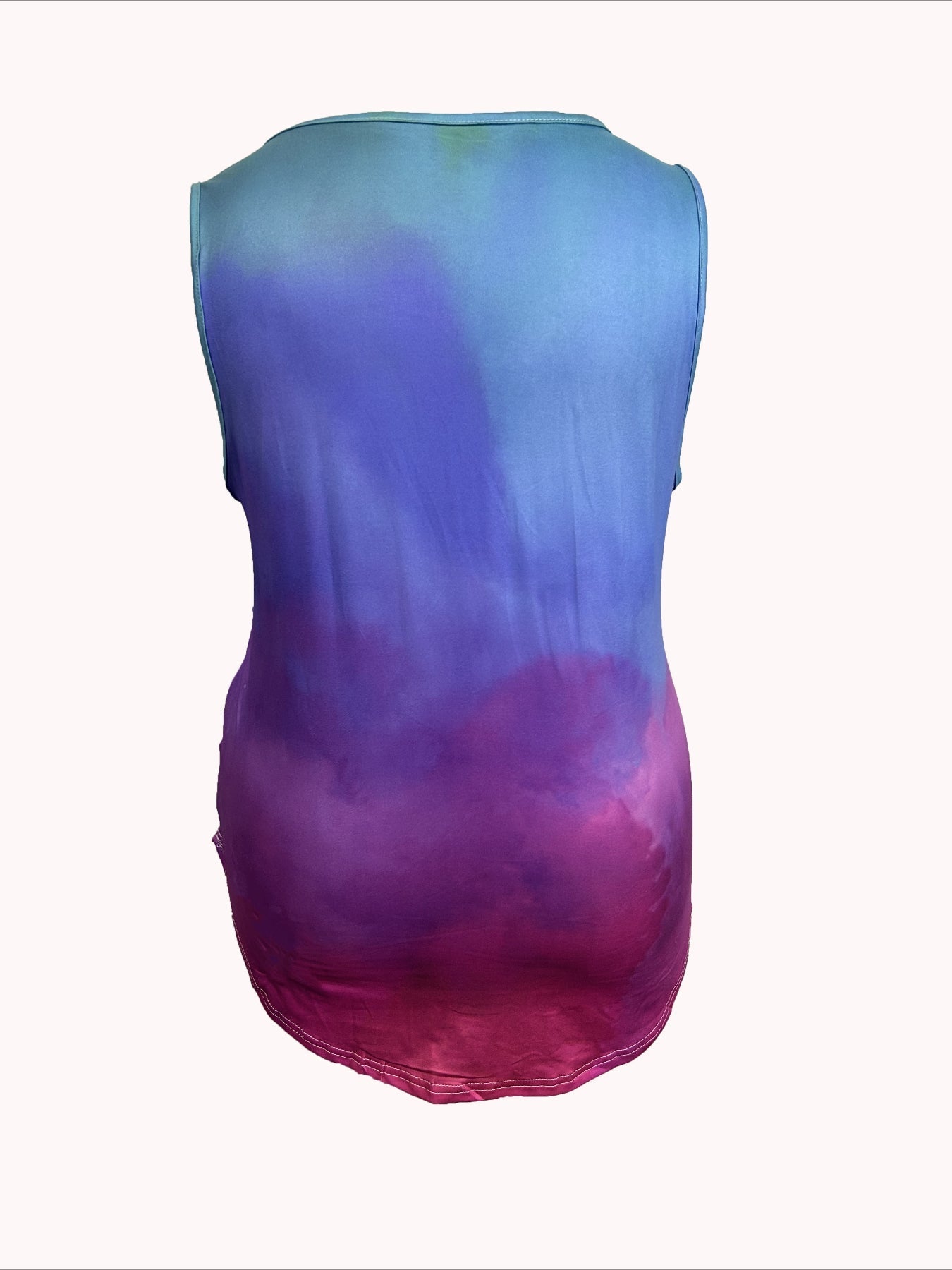 Tie Dye Print Tank Top, Vacation V Neck Sleeveless Tank Top