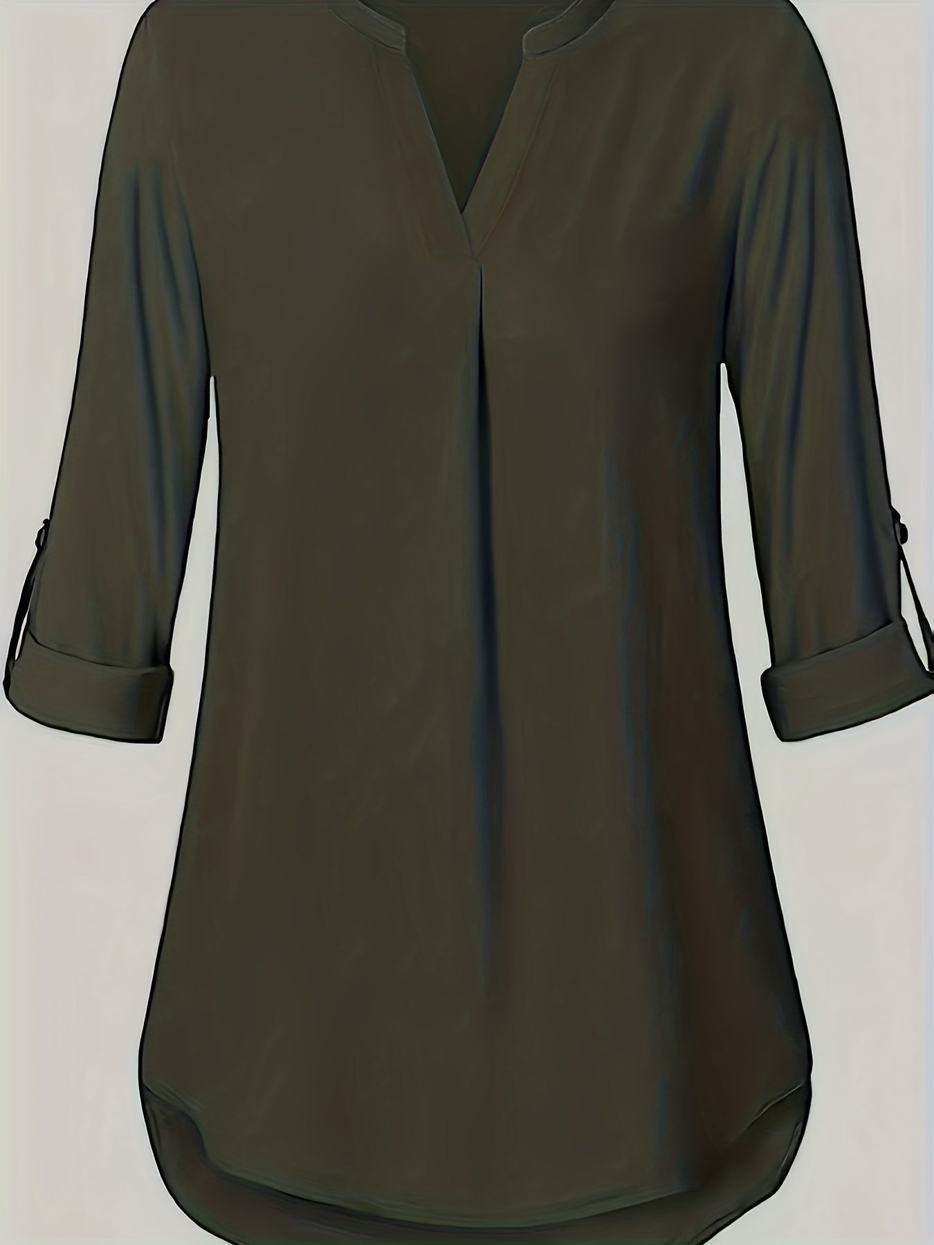 Solid Simple Blouse, Casual V Neck Long Sleeve Blouse