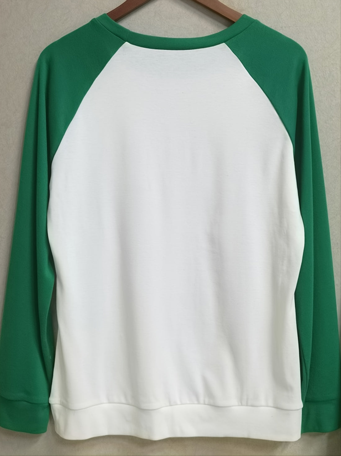 Color Block Long Sleeve Shirt, Oversized Crew Neck Top