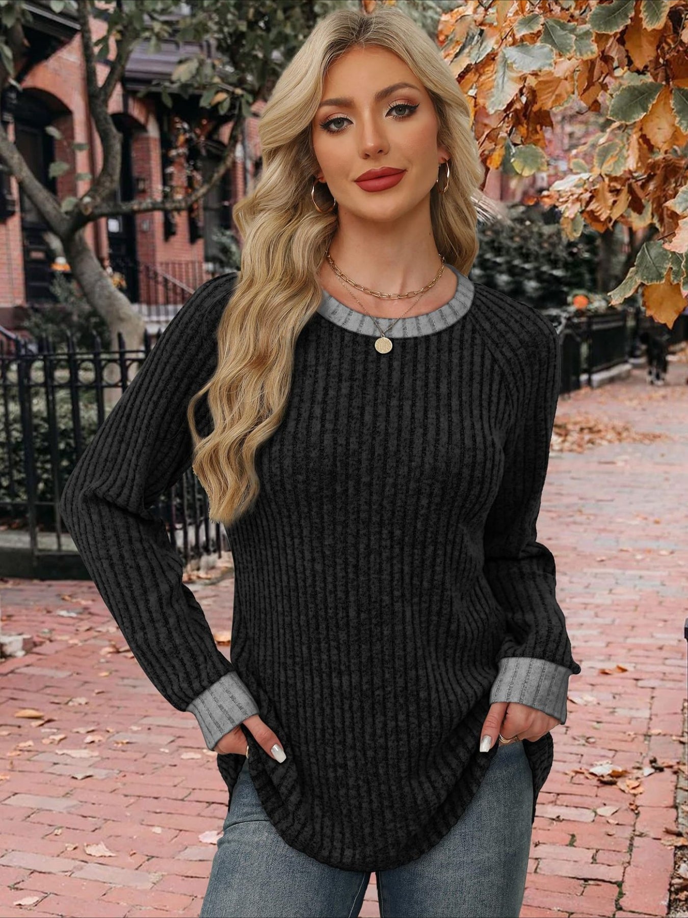 Loose Casual Fluff/Granular Fleece Fabric T-Shirt