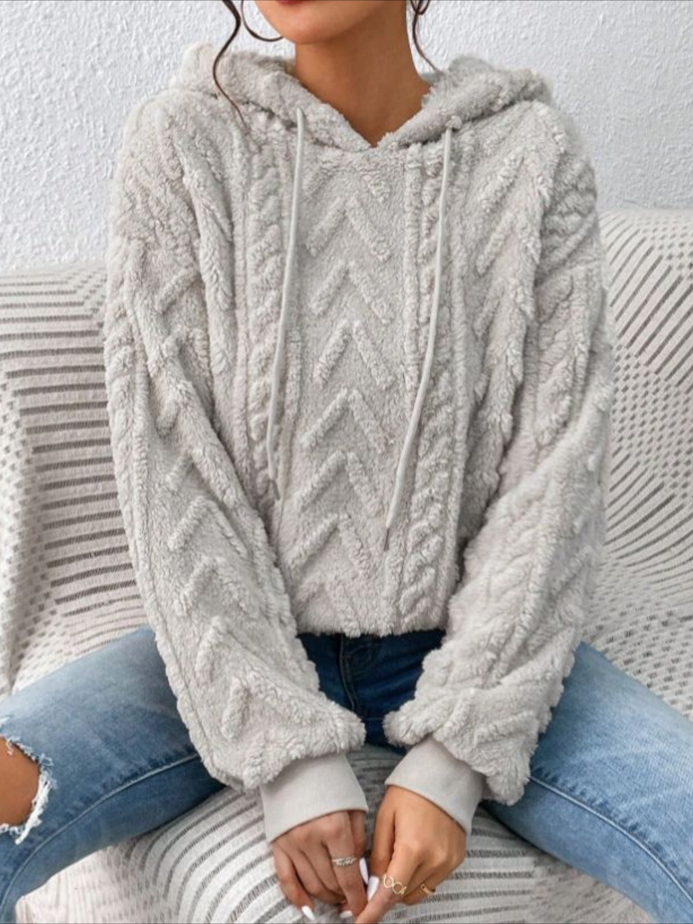 Cozy Fleece Hoodie - Soft Medium Stretch Polyester, Long Sleeve Drawstring, Machine Washable