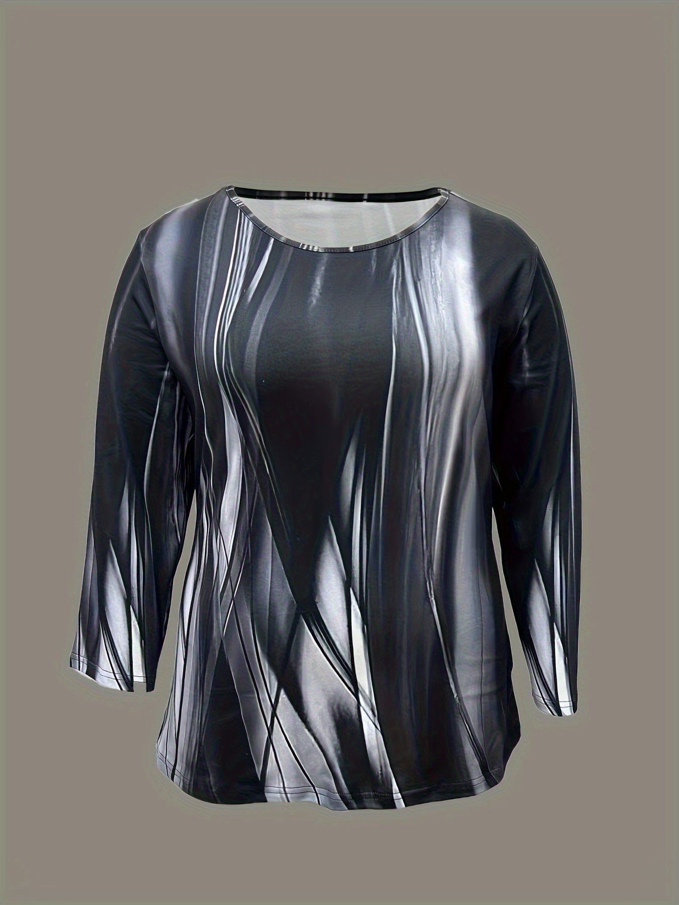 Allover Print T-Shirt, Casual Crew Neck Top