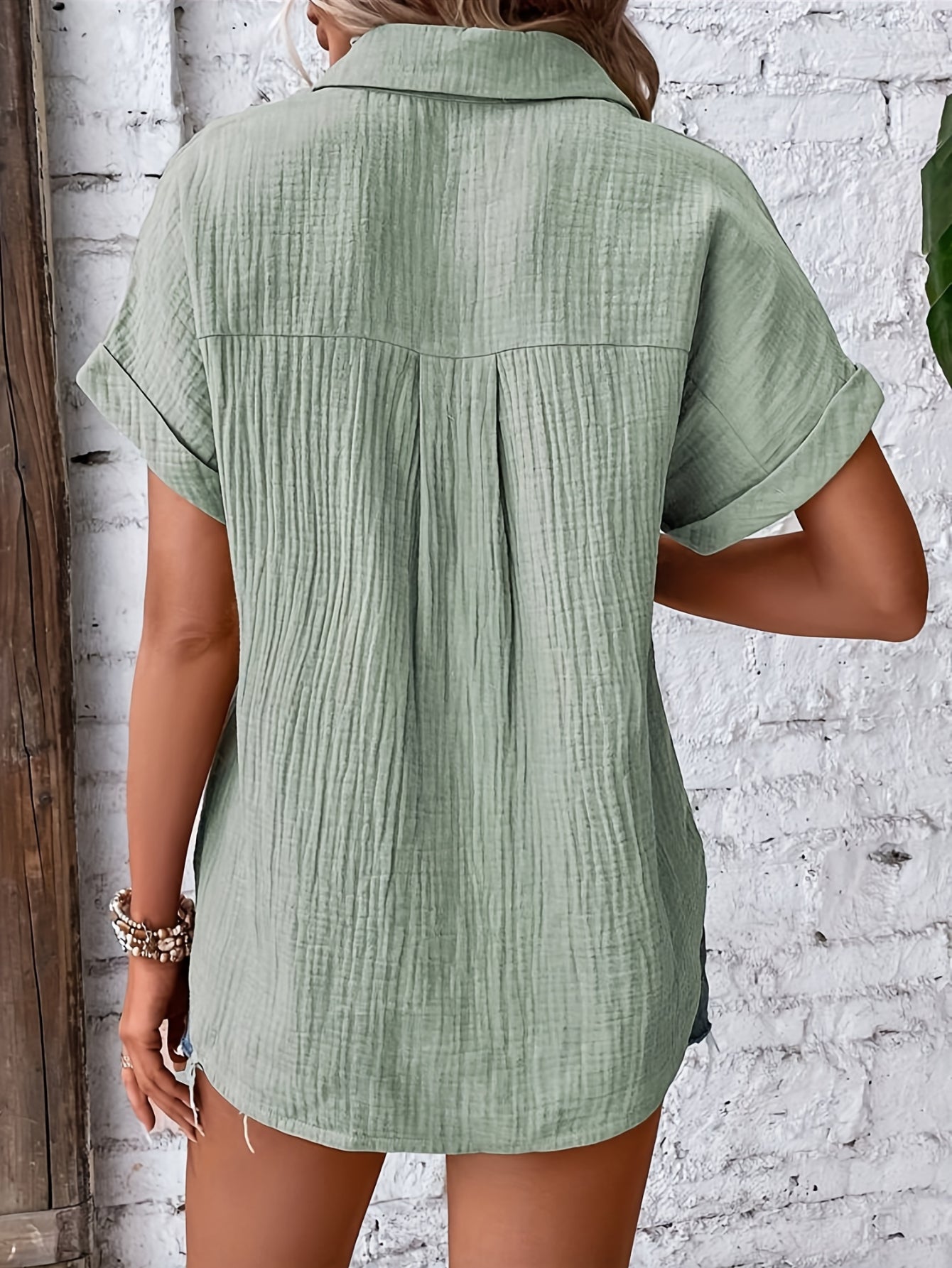Women's Casual Short Sleeve Button Front Lapel Shirt - Comfortable and Stylish Top for Everyday Wear