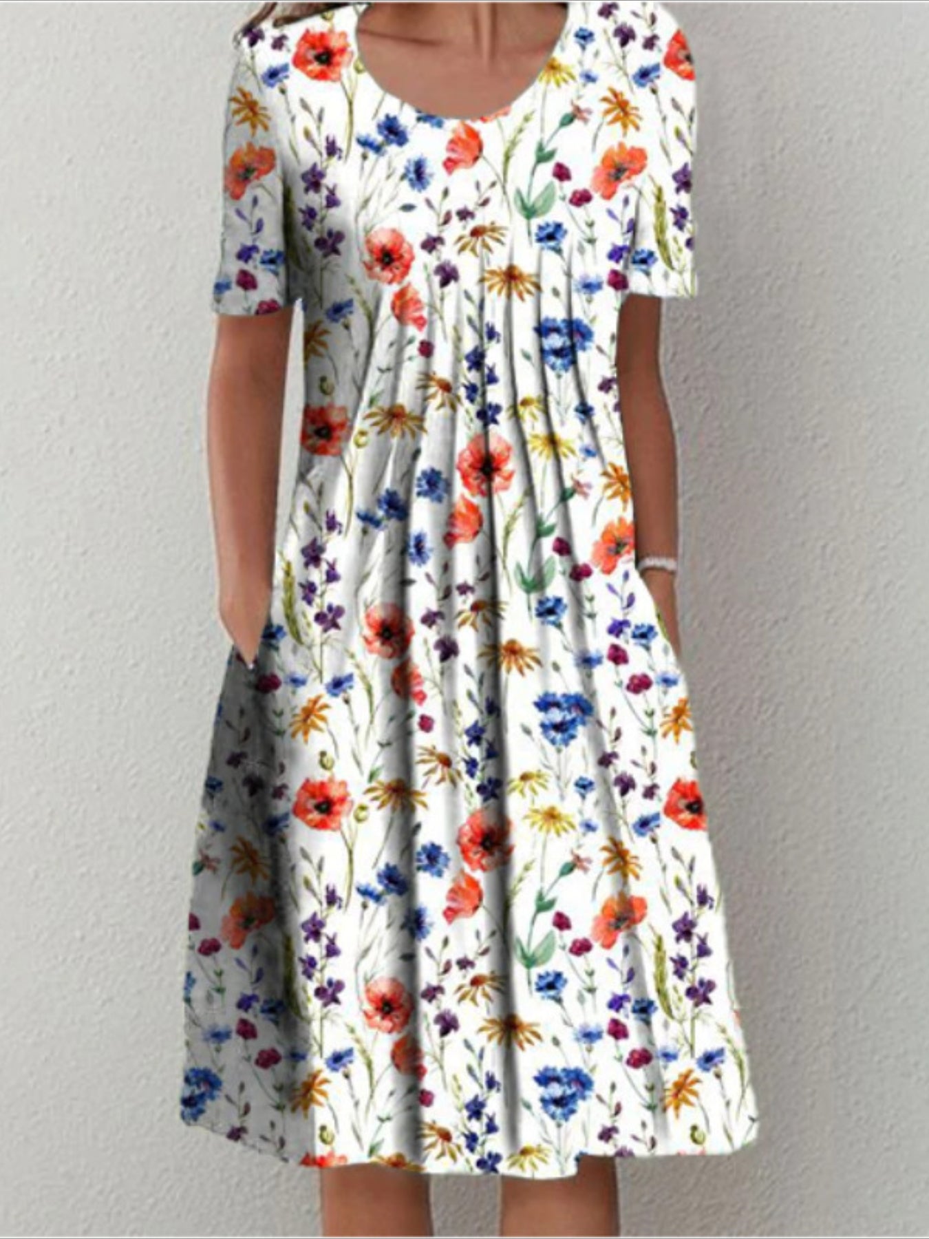 Casual Vacation Commute Floral Print Round Neck Short Sleeve Dress