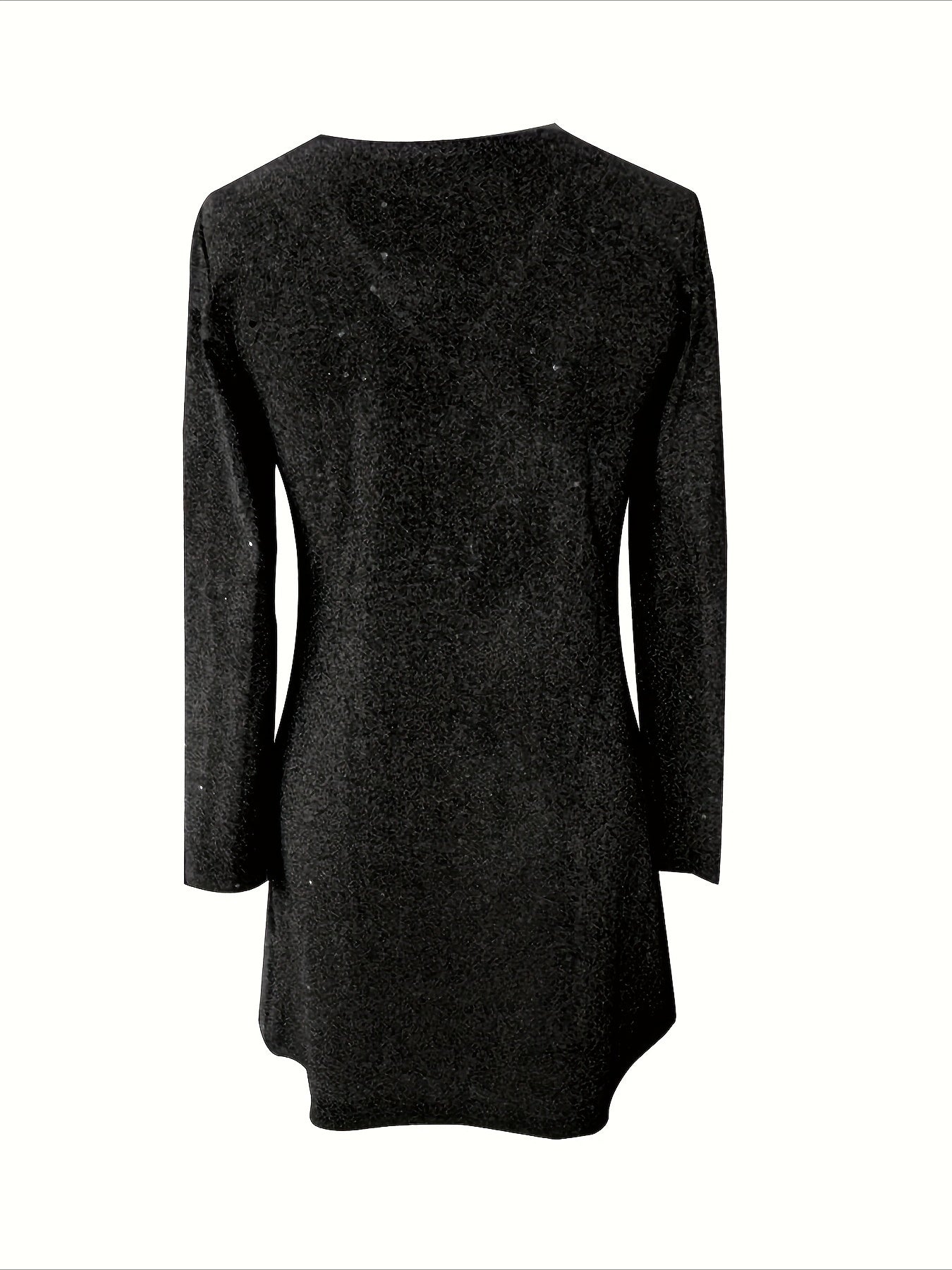 Elegant V-Neck Long Sleeve Sequin Midi Dress