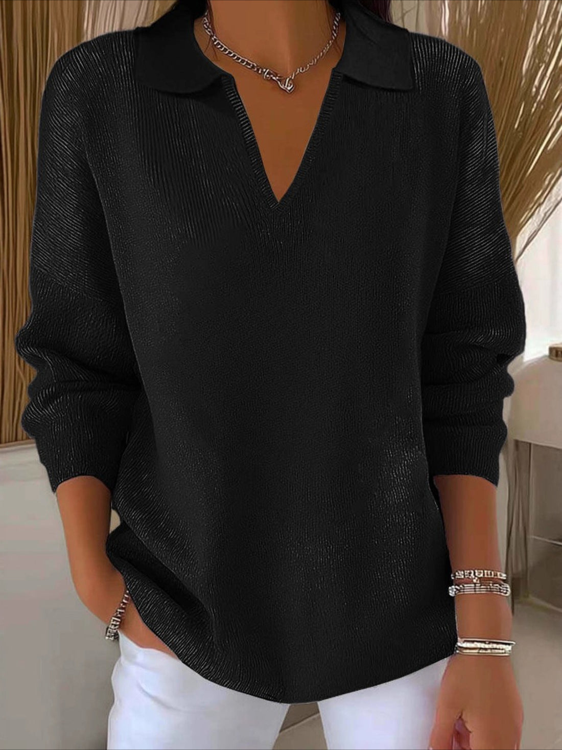 Classic Casual Lapel Sweater