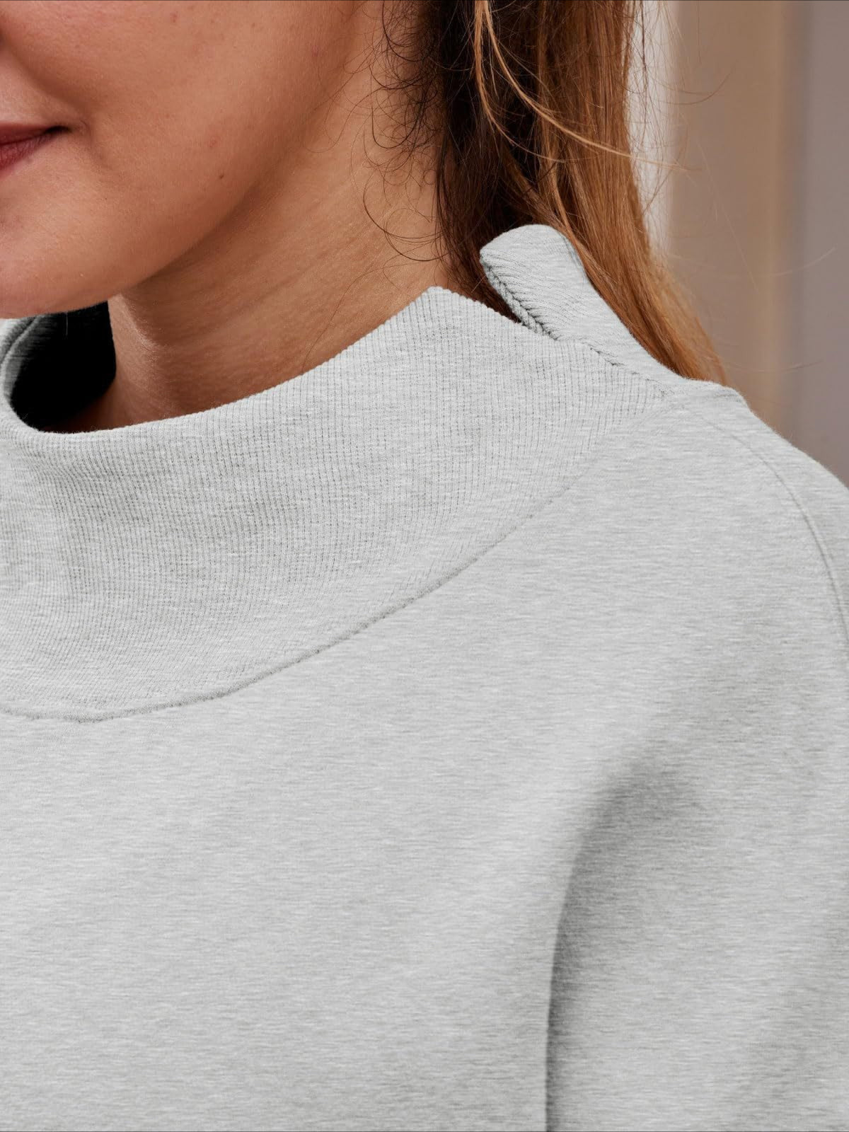 Oversized Mock Neck Drop Shoulder Sweatshirt