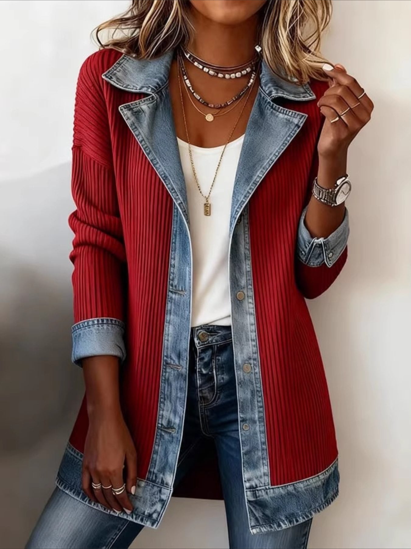 Elegant Slim Long Sleeve Splicing Jacket