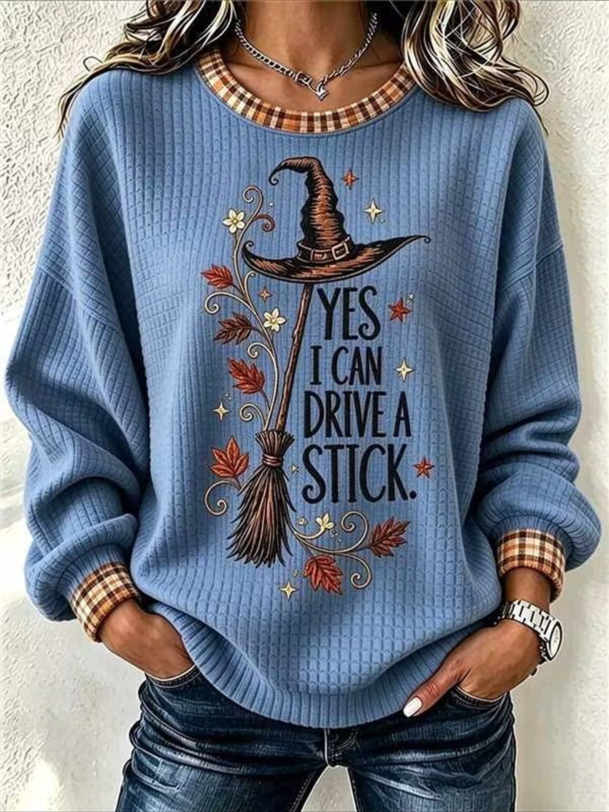 Magic Broom Casual Crew Neck Halloween Regular Fit Sweatshirt
