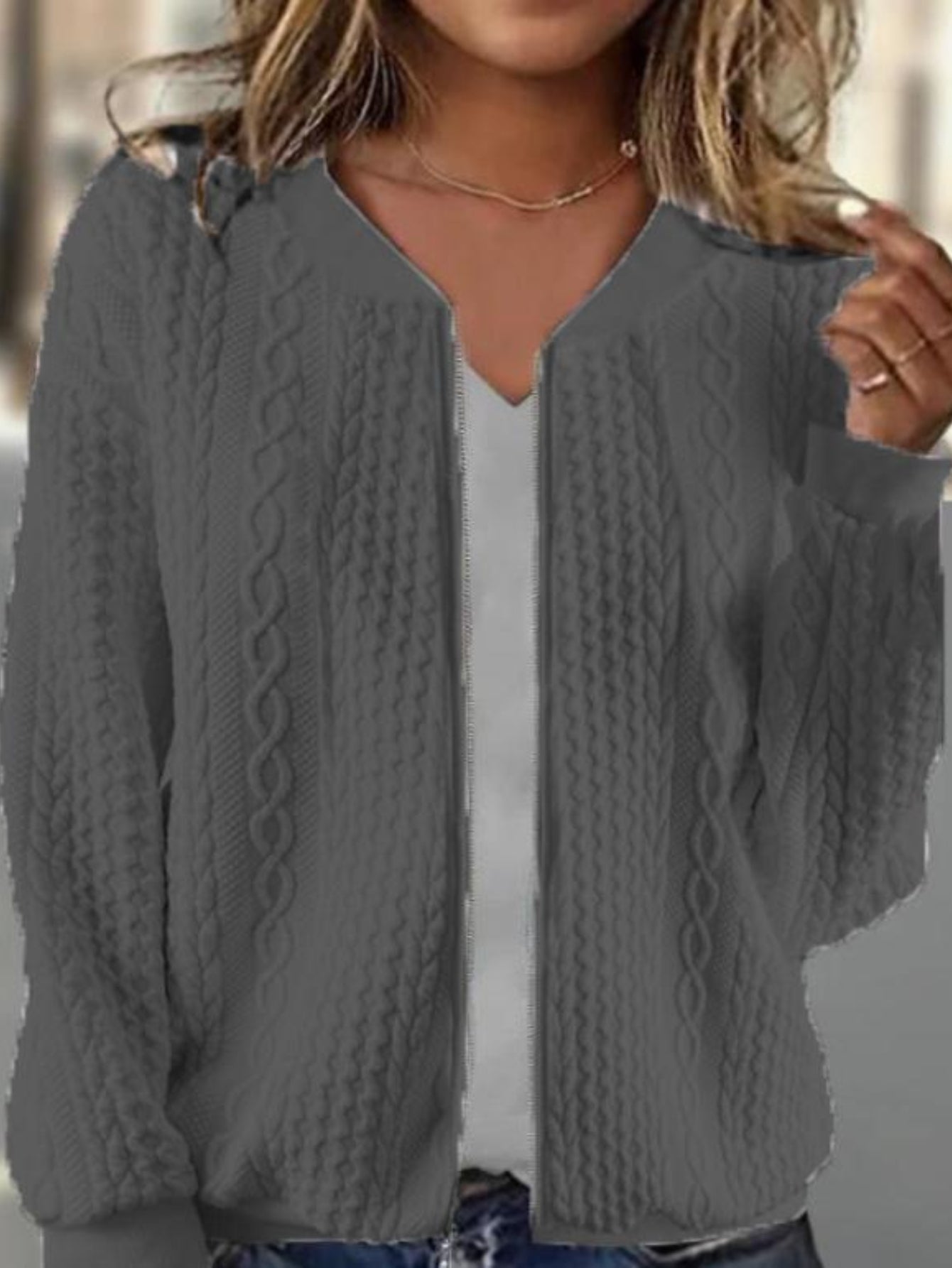 Casual Zipper Plain Loose Bomber Jacket