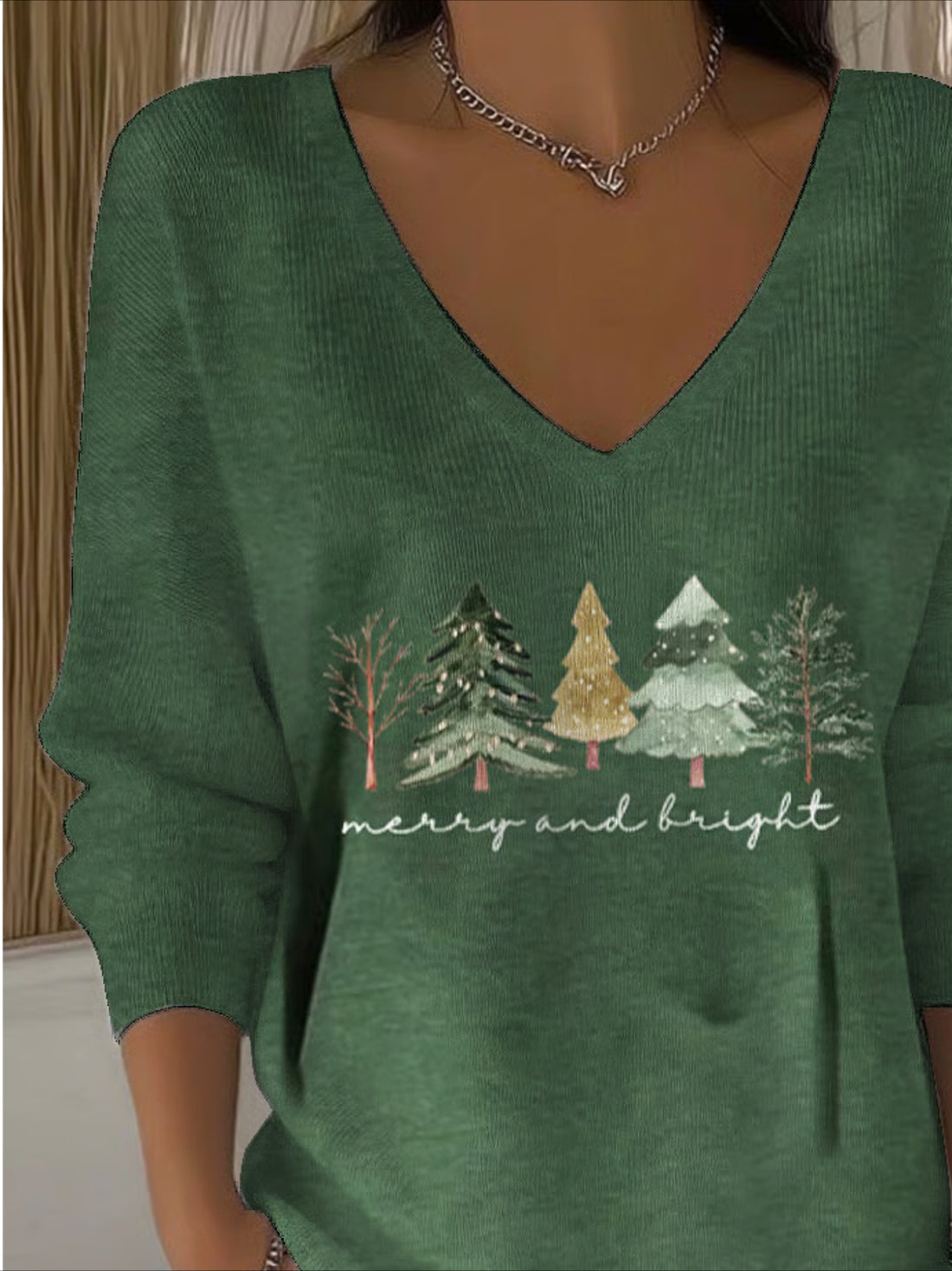 Green Long Sleeve Comfy Casual Sweater Tee