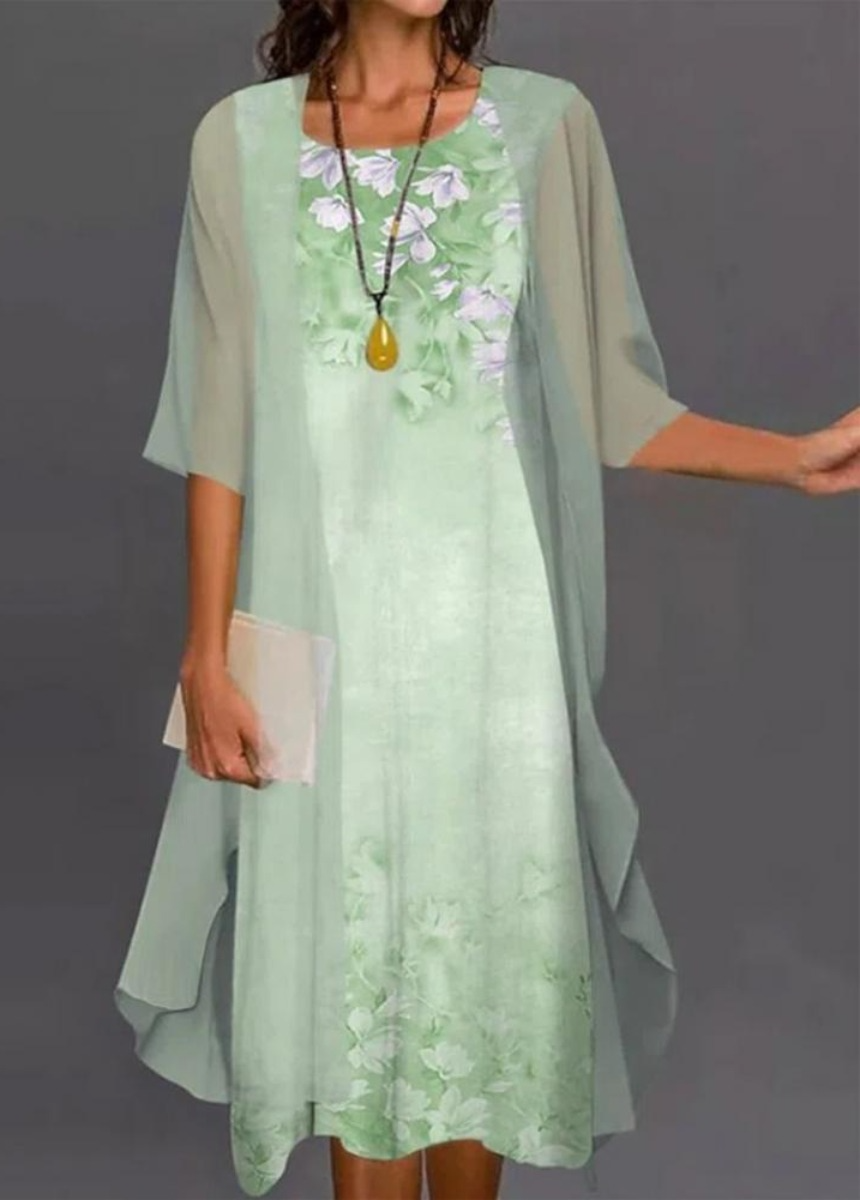 Women??s 2-piece Floral Print Dress Set with Loose Sleeveless Maxi Dress and Long Sleeve Cardigan Outwear.