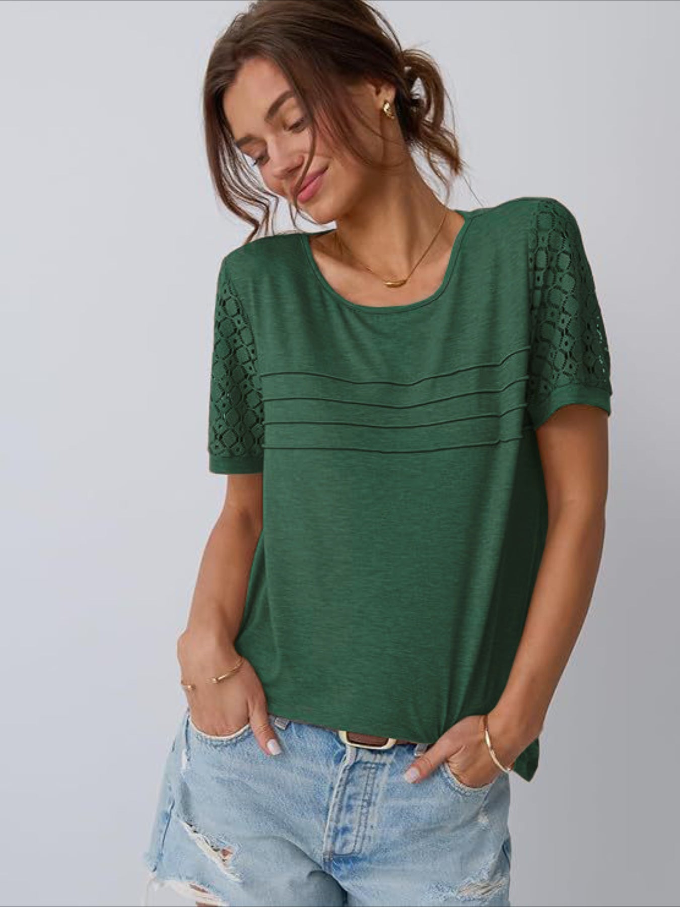 Skeleton Short Sleeve Shirts Lace Tops