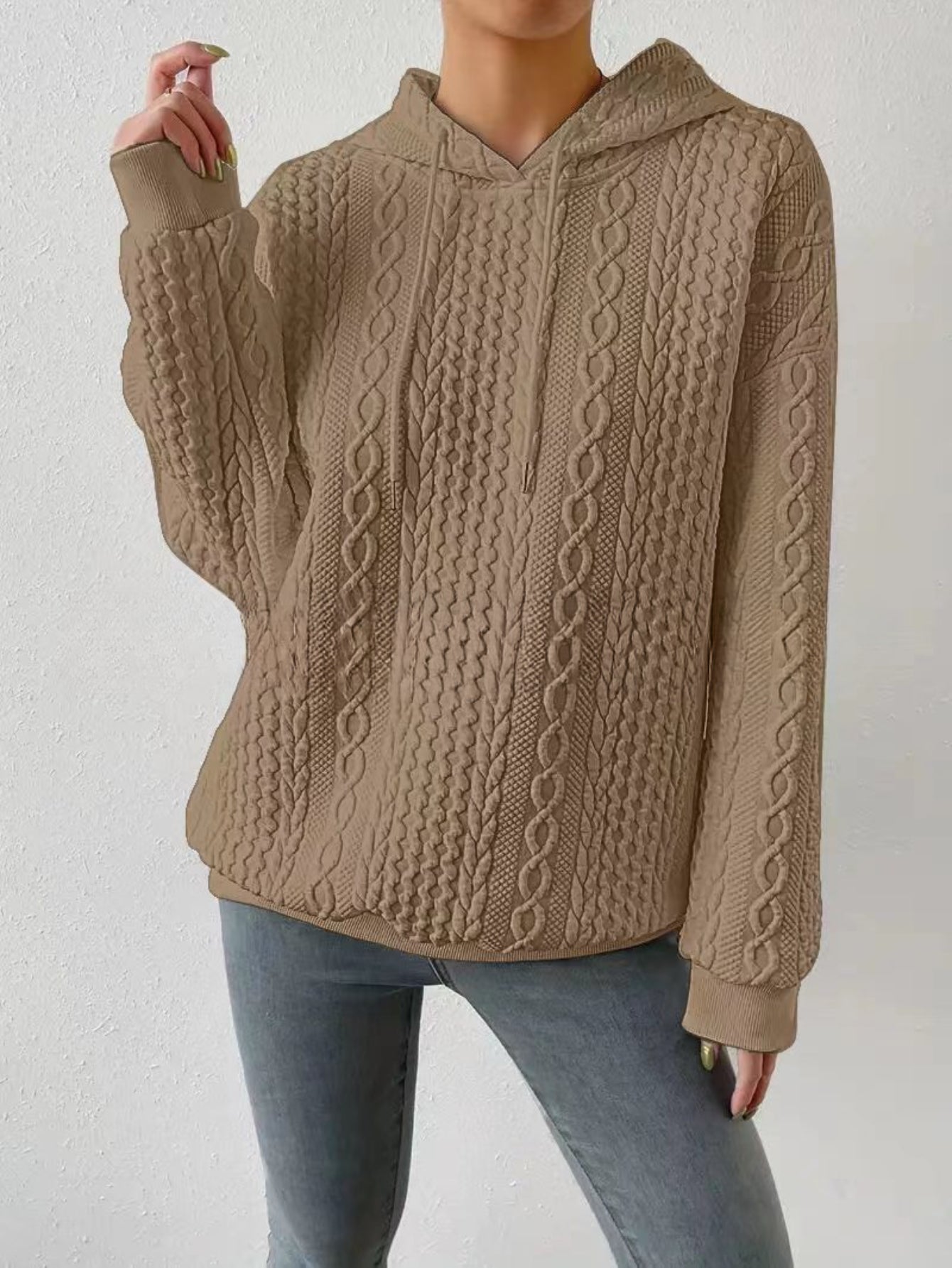 Women's Cable Crew Neck Sweatshirt - Comfortable and Stylish Casual Top