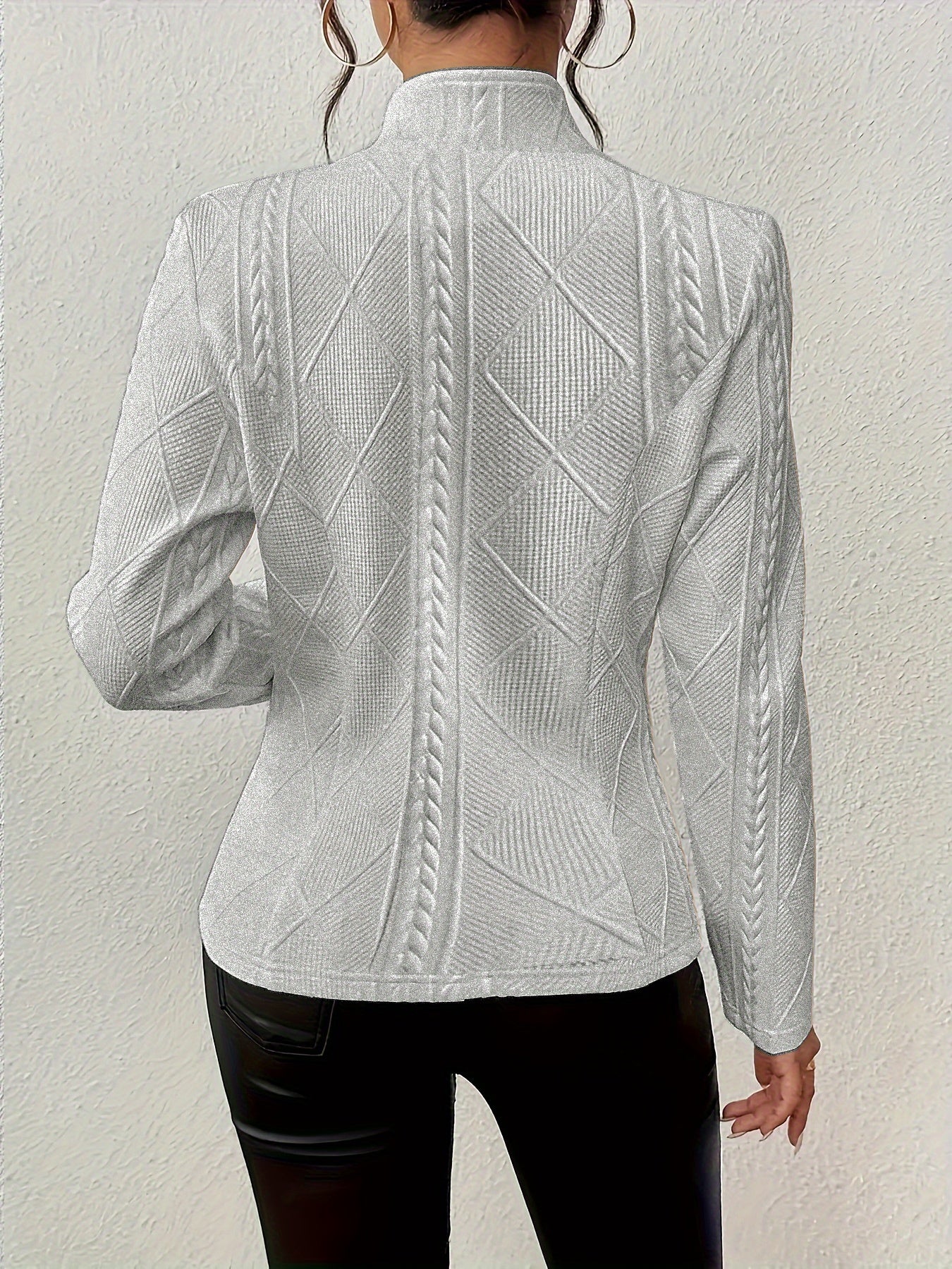 Stylish Double-Breasted Long Sleeve Button-Up Single-Breasted Textured Fabric Blazer