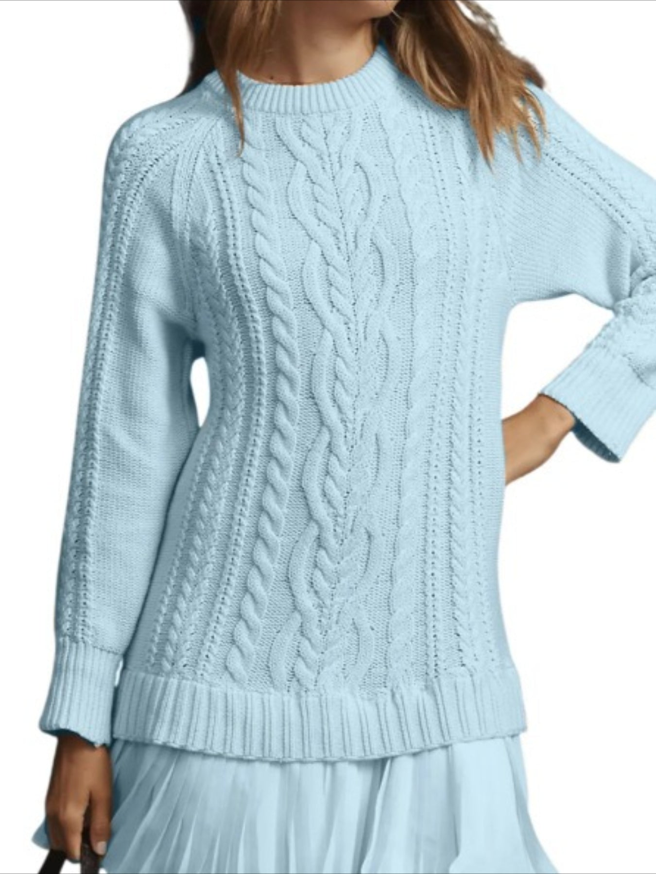 Solid Color Long Sleeve Round Neck 2 Pices Sweater Mini Dress