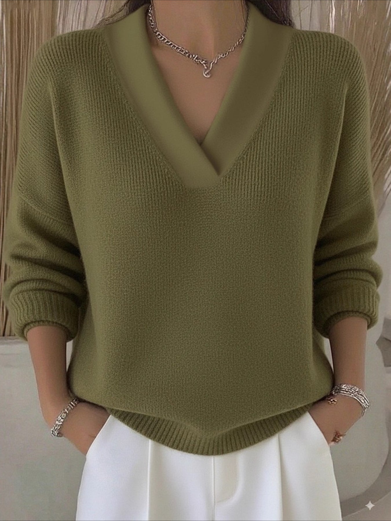 Casual Plain Split Joint Sweater