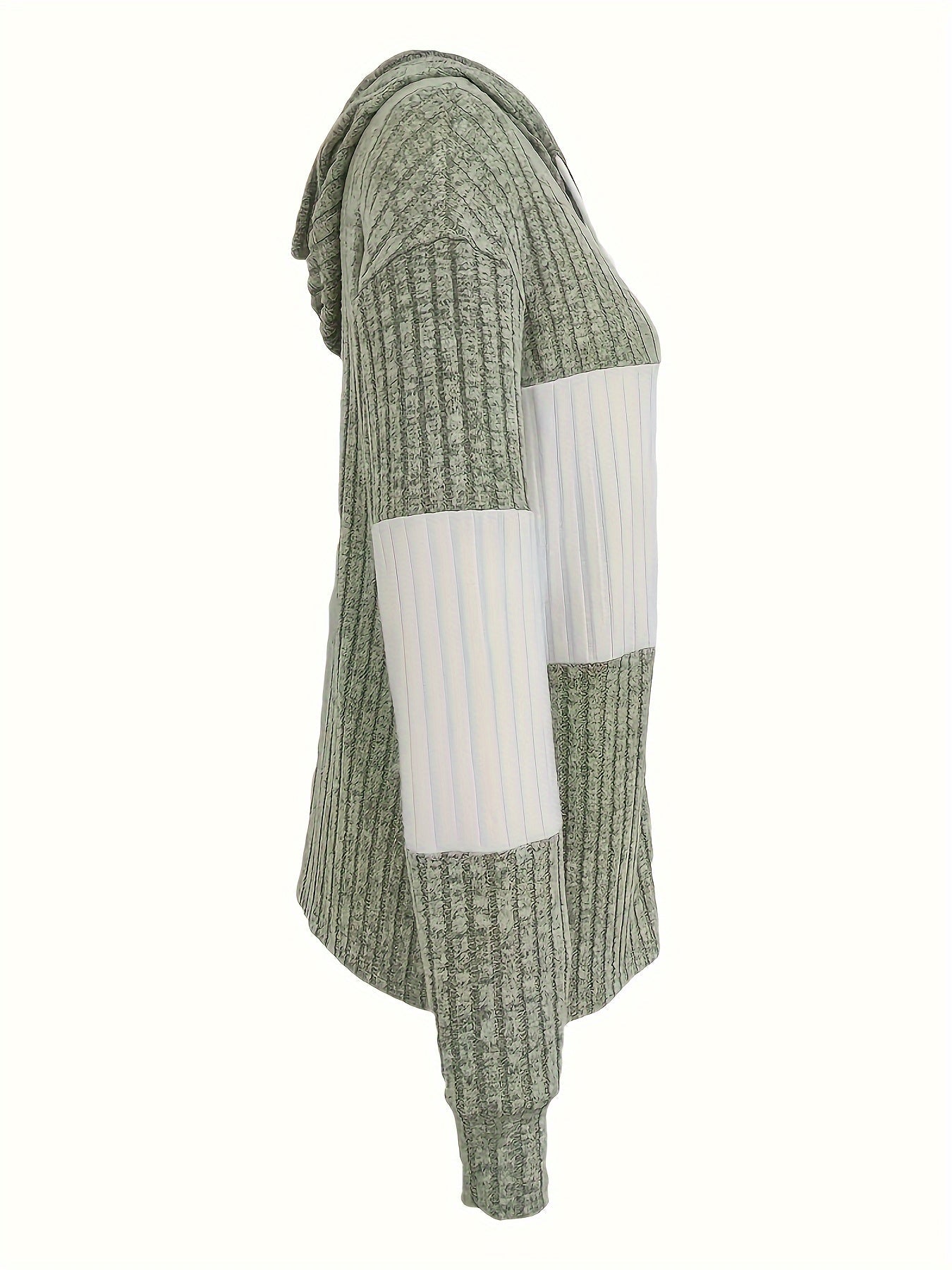 Vibrant Color Block Rib Knit Hoodie - Soft, Cozy, and Casual Long Sleeve Sweatshirt with Drawstring and Zip Up Closure