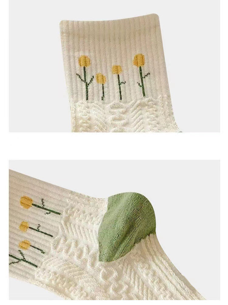 Free Gift Retro Floral Socks , Texture Solid Socks