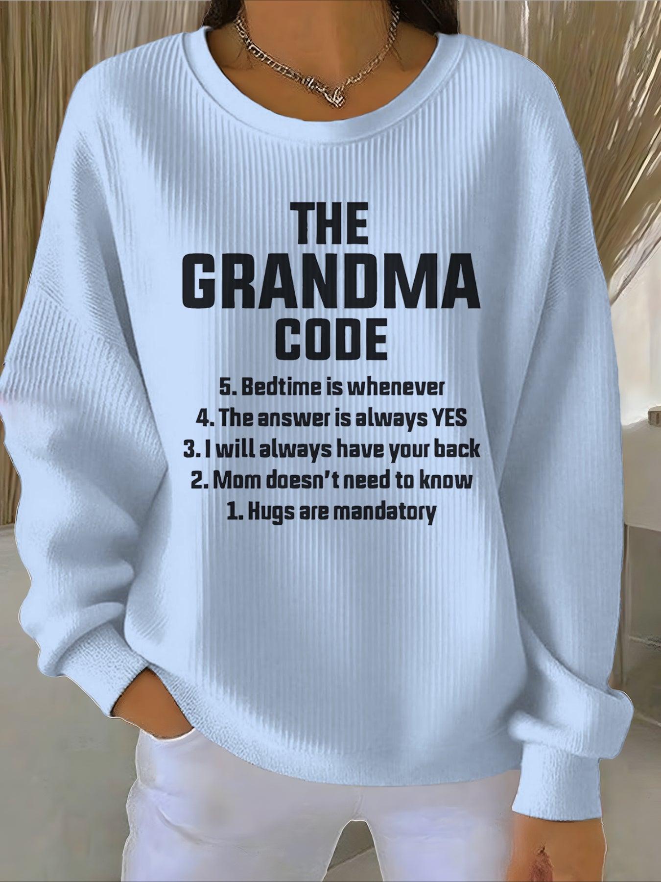 Text Printing Crew Neck Floral Long Sleeve Sweater Hoodie
