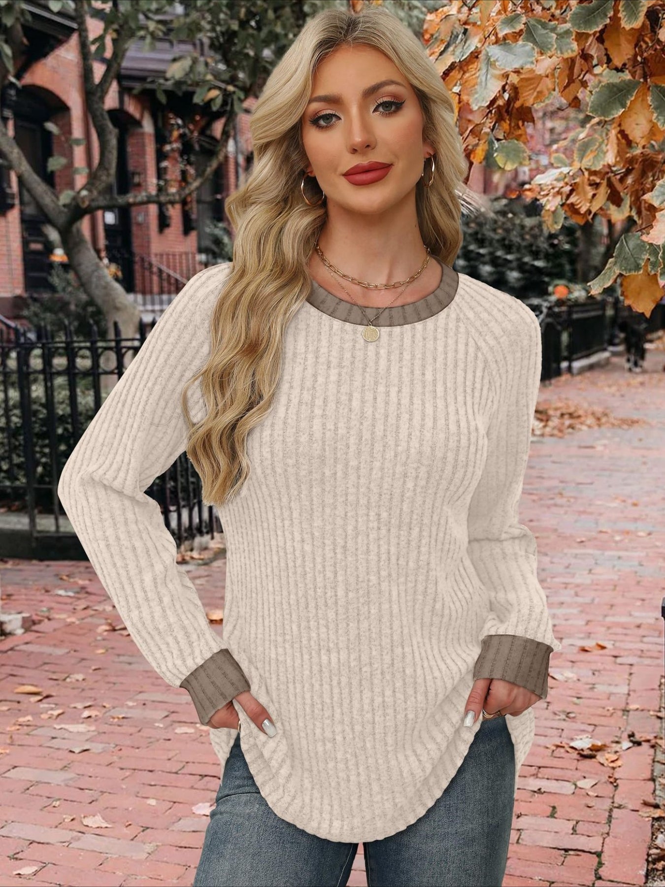 Loose Casual Fluff/Granular Fleece Fabric T-Shirt