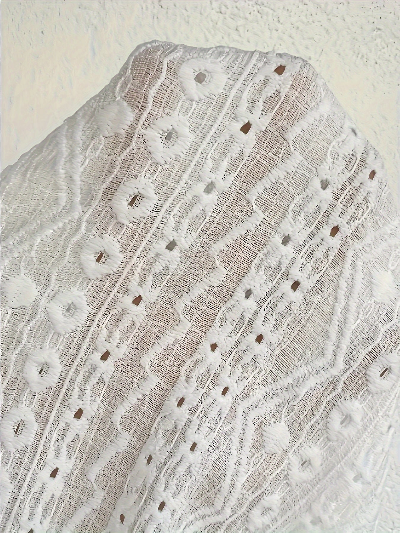 Eyelet Jacquard Cold Shoulder T-Shirt, Casual Short Sleeve Top