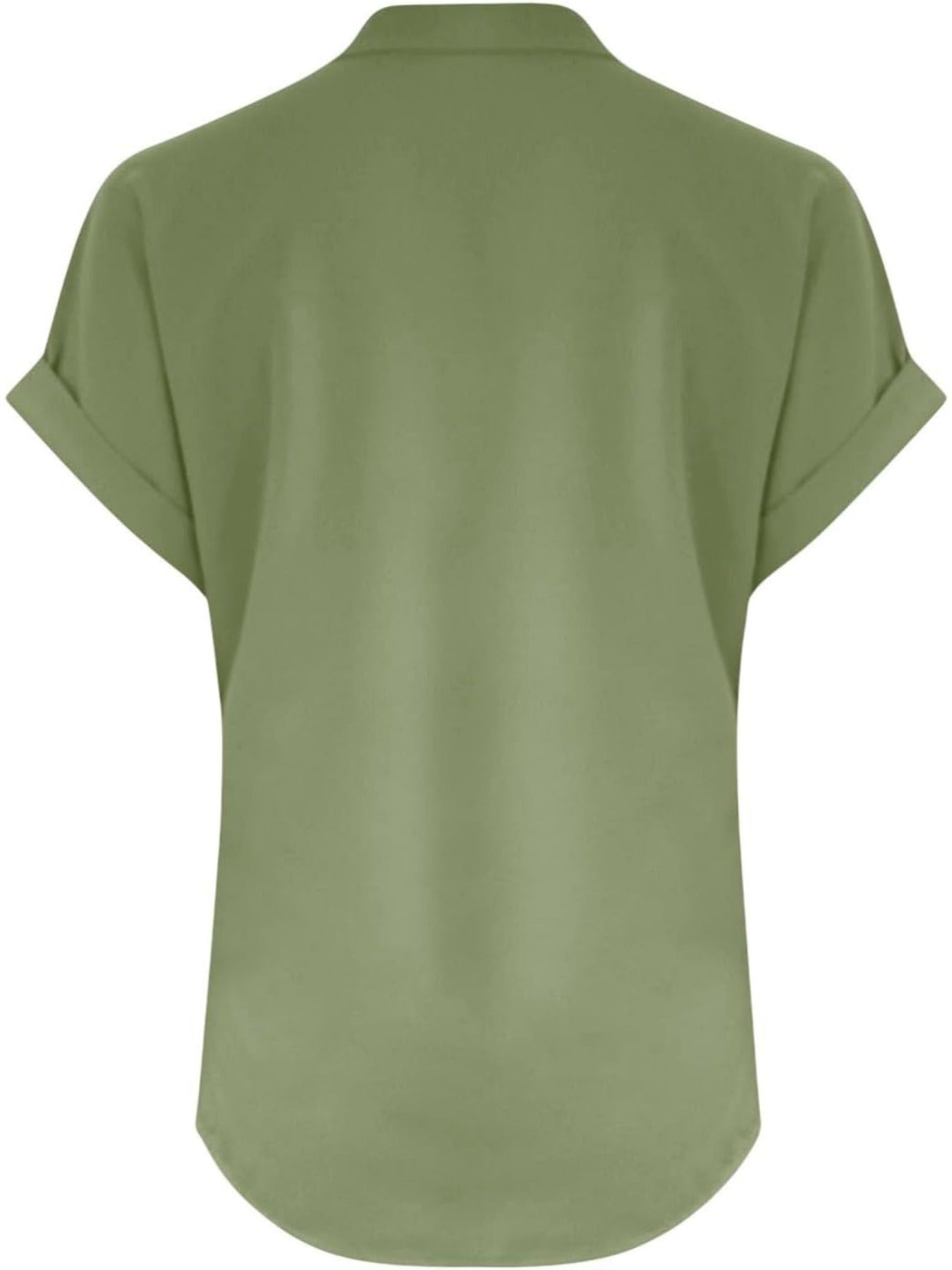 Solid Color V Neck Short Sleeve Button Down T Shirts