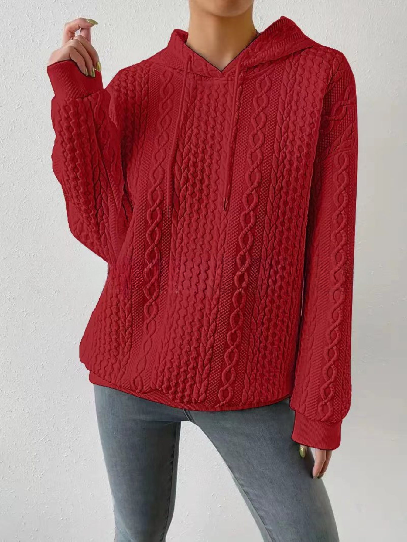 Women's Cable Crew Neck Sweatshirt - Comfortable and Stylish Casual Top