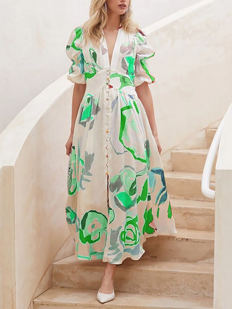 V-neck Fashionable with Slim Long Dresses