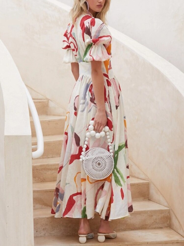 V-neck Fashionable with Slim Long Dresses