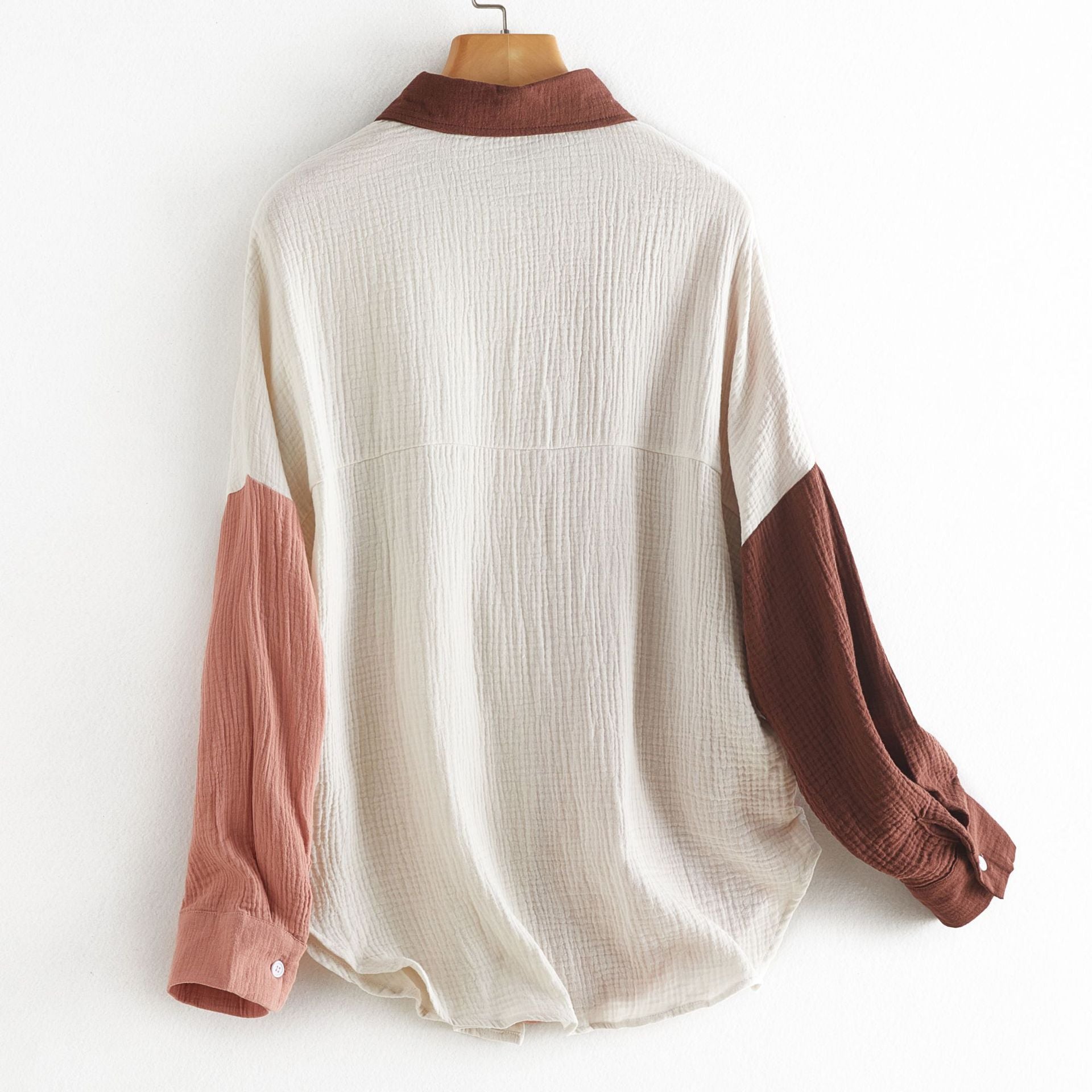 V-neck Loose Lapel Blouses, Casual Pocket Button Down Long Sleeve Fashion Shirts Tops