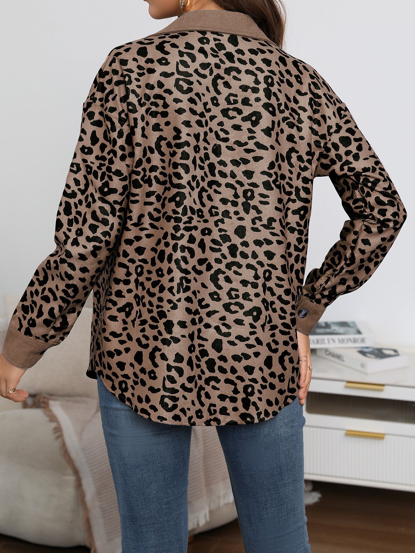 Women's Leopard Print Shacket Jacket - Stylish and Comfortable Outerwear