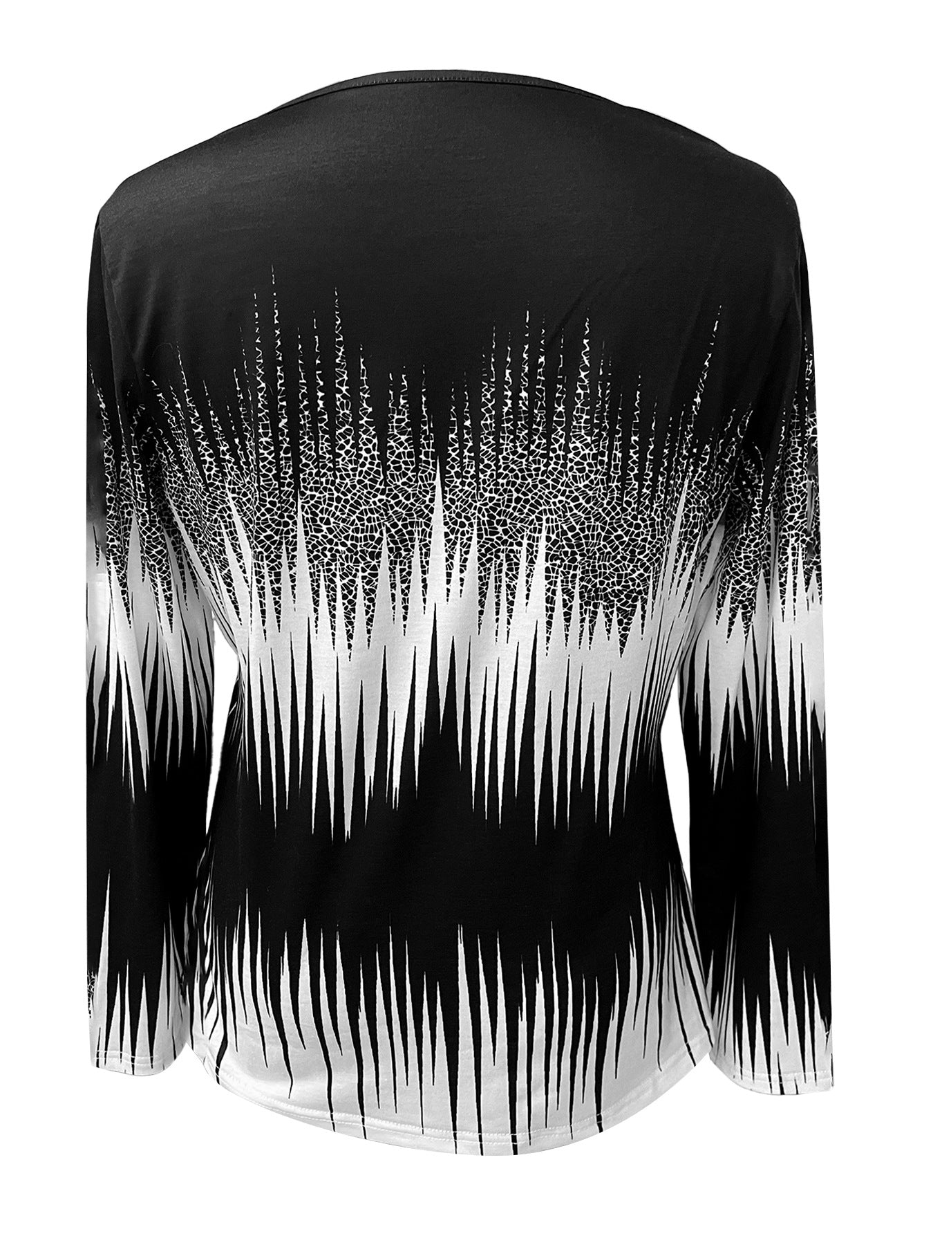 Christmas Snowflake Print Button Decor T-shirt, Casual Long Sleeve Plaid Print T-shirt