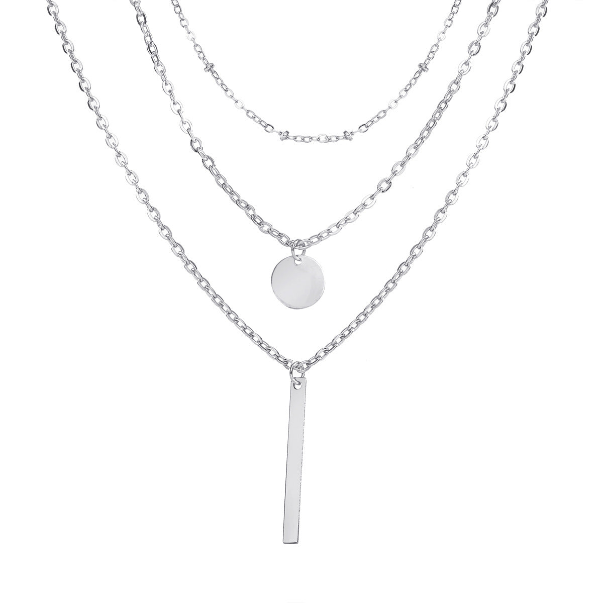 Free Gift Copper Bead Chain Sequined Metal Multi-layer Necklace