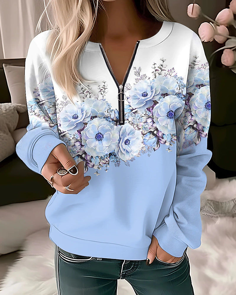 Pullover Vintage Sports Basic Quarter Zip V Neck Long Sleeve Top