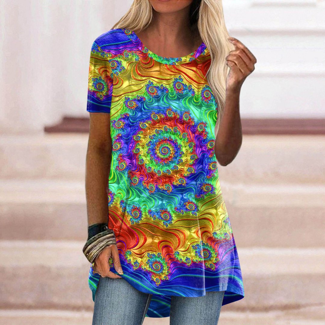 Short Sleeve O Neck Printed T-Shirt