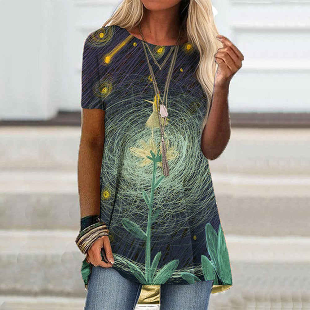 Short Sleeve O Neck Printed T-Shirt
