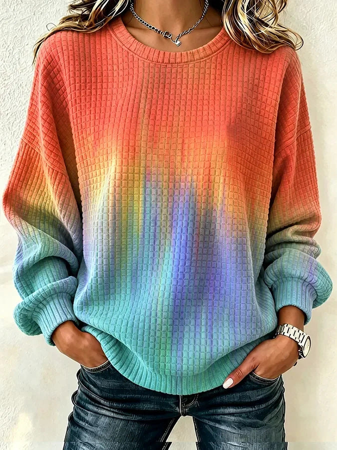 Casual Crew Neck Maple Leaf Sweatshirt